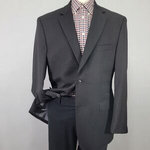 Pronto Uomo Men's Sport Coat Blazer Two Button Black Wool‎ Blend Size 46L